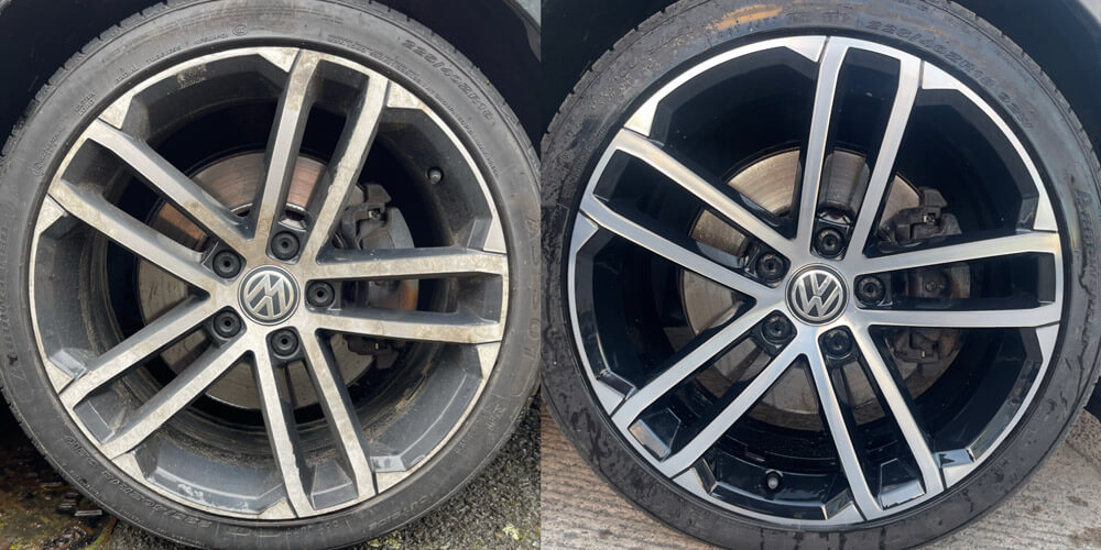 VW diamond cut alloy wheel refurbishment at Premier Wheels Midlands