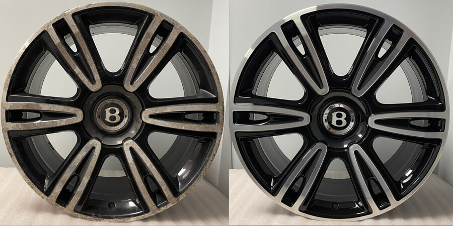 Bentley alloy wheel diamond cut refurbishment by Premier Wheels Midlands